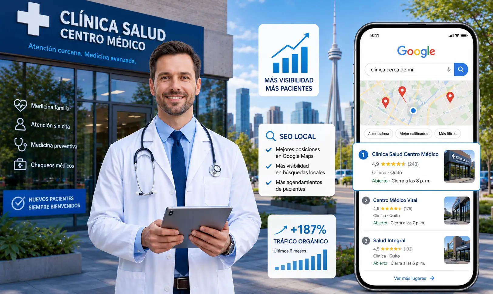 Médico especialista en consultorio moderno Quito